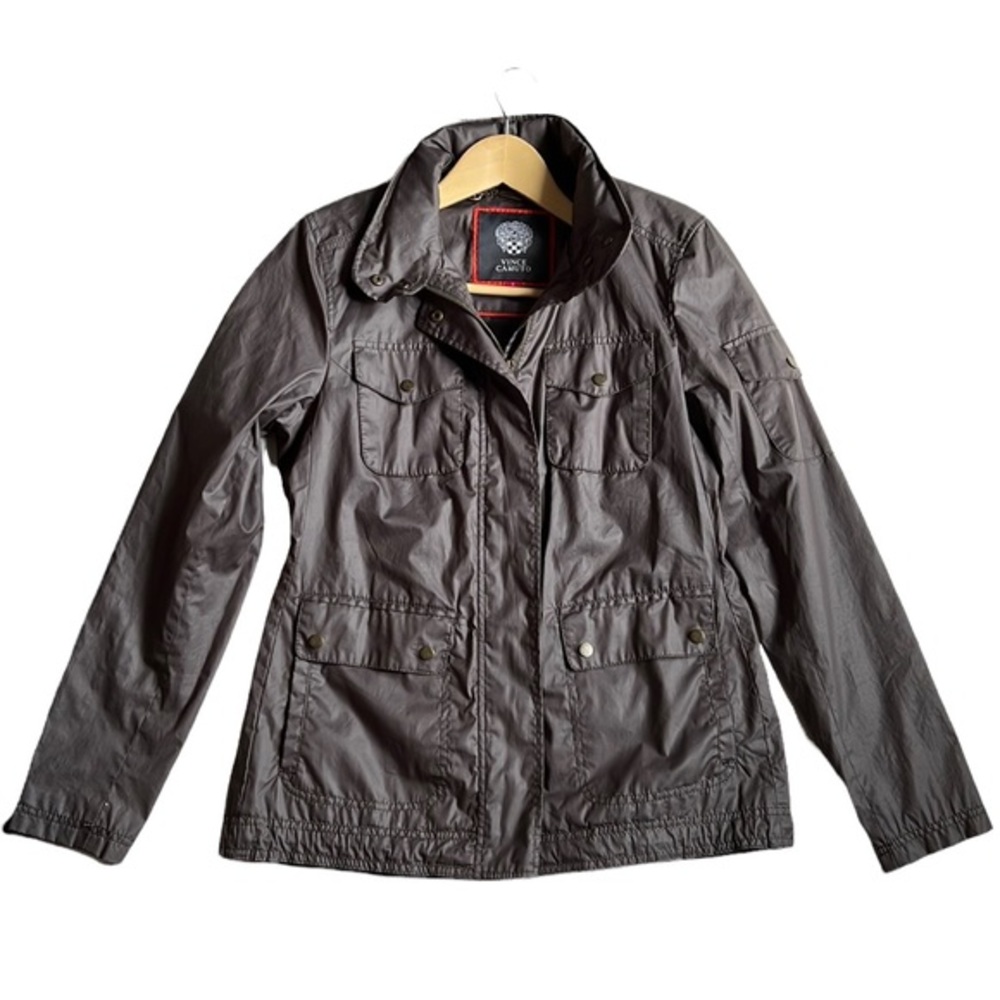 Vince Camuto Waterproof Gray Jacket‎ With Zipper Hidden Hood Size Small